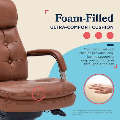 La-Z-Boy Sonata Ergonomic Bonded Leather Swivel Executive Chair, Cognac and Graphite (CCHR10014C)