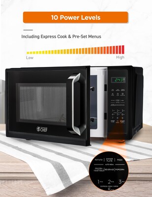 Commercial Chef 0.9 Cu. Ft. Countertop Microwave, Black (CHM9MB)