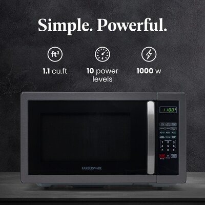 Farberware Classic 1.1 Cu. Ft. Countertop Microwave, Black Stainless Steel (FMO11AHTBSB)