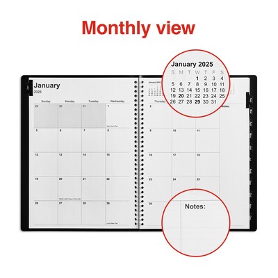 2025 Staples 8" x 11" Monthly Planner, Black (TR52184-25)