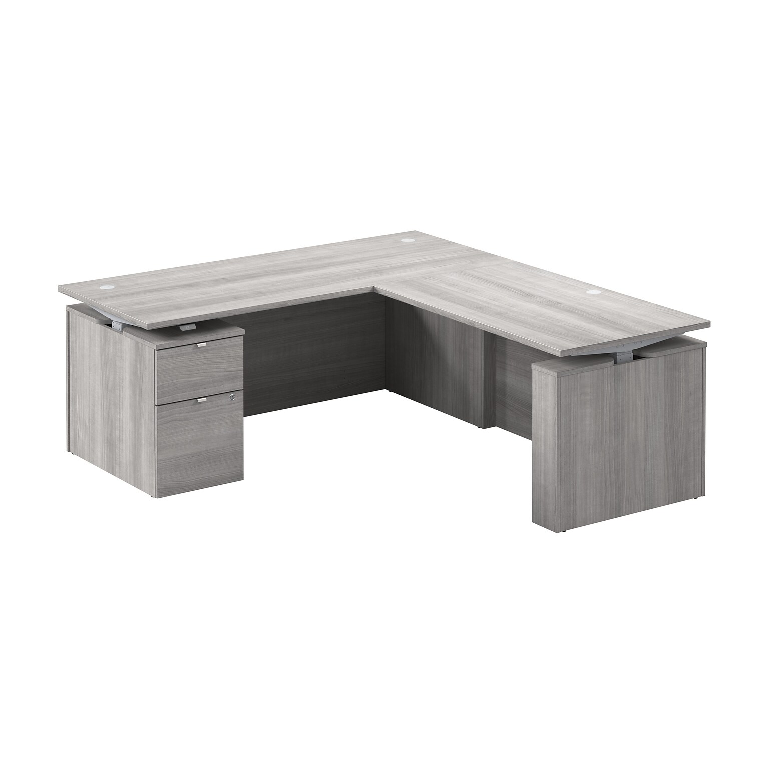 Bush Business Furniture Stratus 72W Electric L-Shaped Adjustable Standing Desk with Cabinet, Platinum Gray (SUT016PG)