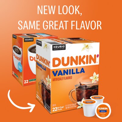 Dunkin' Vanilla Keurig Single Serve K-Cup Coffee Pods, Light Roast, 22/Box, 88/Carton (5000363272)
