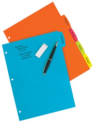 Avery Big Tab Write & Erase Plastic Dividers, 5 Tabs, Bright Multicolor (16129)