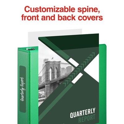 Staples® Standard 2" 3 Ring View Binder with D-Rings, Green (55433)