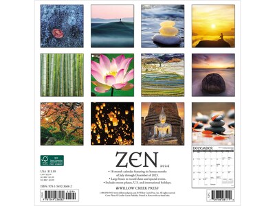 2024 Willow Creek Zen 12 x 12 Monthly Wall Calendar  (36082)
