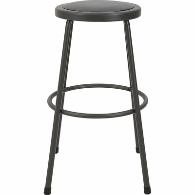 Lorell Industrial Metal/Vinyl 30" Shop Stool without Back, Light Gray (LLR83083)