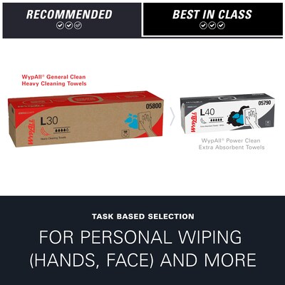 WypAll GeneralClean L30 Nylon Cleaning Wipers, 16.4" x 9.8", White, 100 Wipers/Box (05800)
