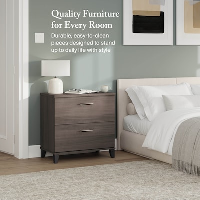 Bush Furniture Somerset 2-Drawer Lateral File Cabinet, 29" x 30", Letter/Legal, Storm Gray (WC81580)