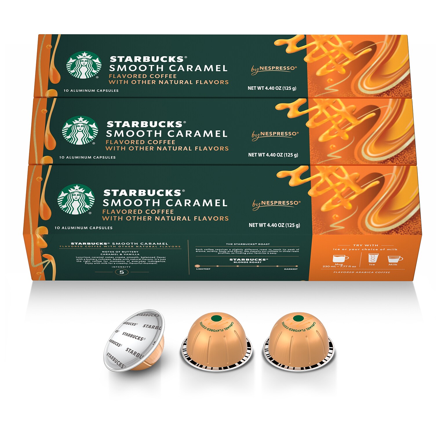 Nespresso Starbucks Smooth Caramel Coffee Nespresso Vertuo Capsules, Light Roast, 30/Pack (163920)