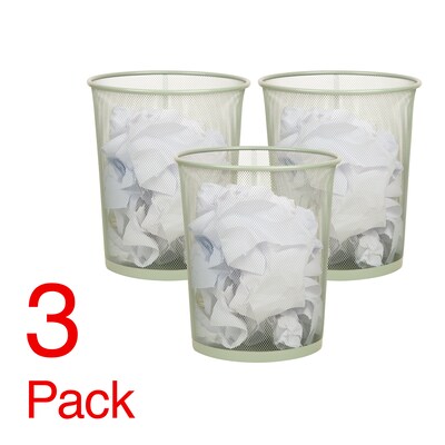 Staples Metal Mesh Trash Can, 4.4 Gallon, Sage Green, 3/Pack (ST63859)