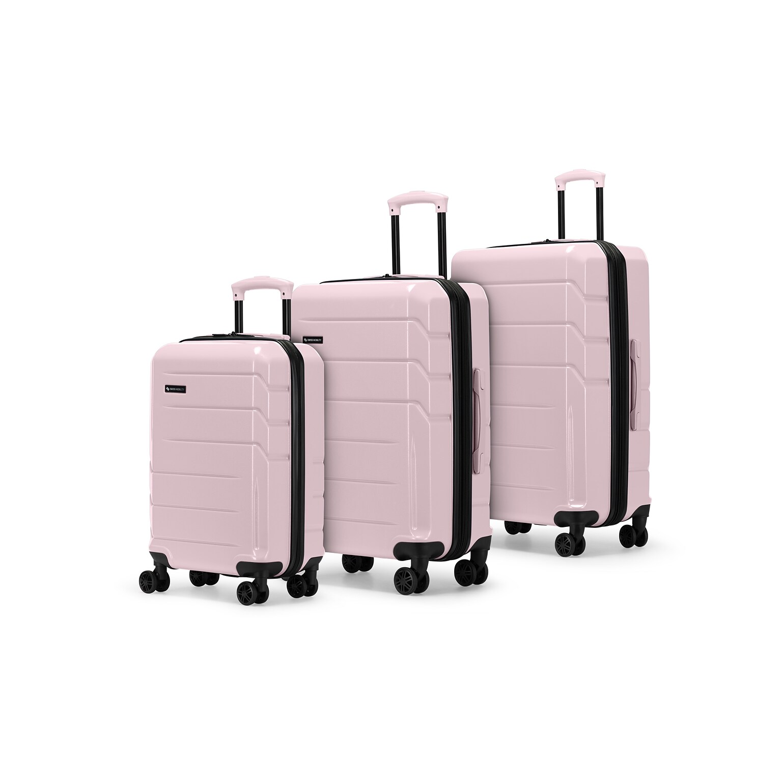Swiss Mobility DXB Collection 3 Piece Hardside Spinner Luggage Set, Blush Pink (HLG6303SM-BLUSH)