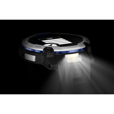 Garmin Instinct 3 Smartwatch, GPS, 50mm, Whitestone & Bolt Blue Silicone Band (010-02935-03)