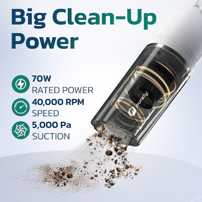 Purely C50 70W Small Portable Wireless Vacuum Cleaner Air Duster, Black (PKBVC50)