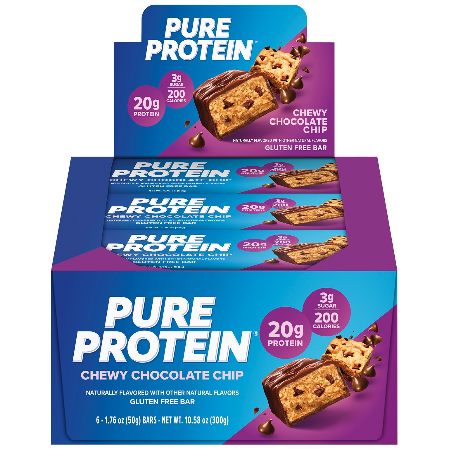 Pure Protein Gluten Free Chocolate Chip Protein Bar, 6 Bars/Box (NRN13353)
