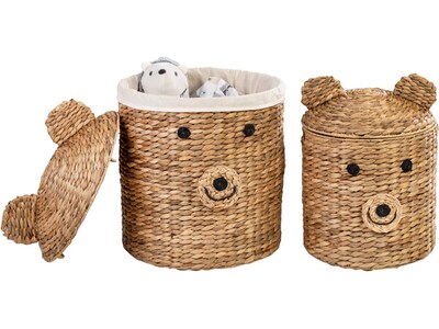 Honey-Can-Do Bear-Shaped Storage Baskets with Lids, Nesting, Brown, 2/Set (STO-09152)