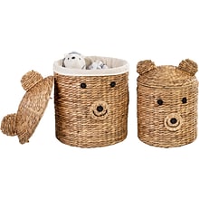 Honey-Can-Do Bear-Shaped Storage Baskets with Lids, Nesting, Brown, 2/Set (STO-09152)