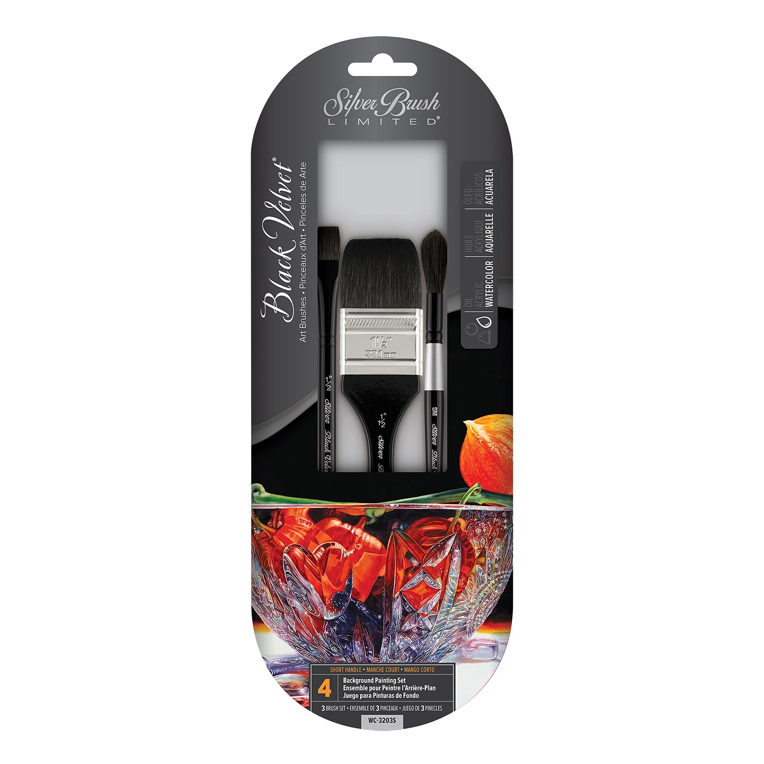Silver Brush Black Velvet BEST Plein Air Brush Pack, 3/Pack (SLVWC3203S)