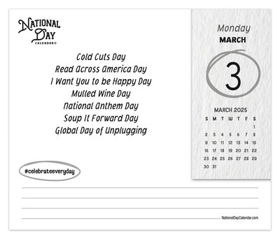2025 BrownTrout National Day 6" x 5" Day-to-Day Desktop Box Calendar (9781975479367)