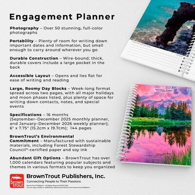 2026 BrownTrout National Parks 6.5" x 7.75" Weekly Planner (9798330704774)
