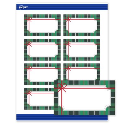 Avery Silver-Plaid Bow Matte Blank Card, White, 80/Pack (S00-FJB)