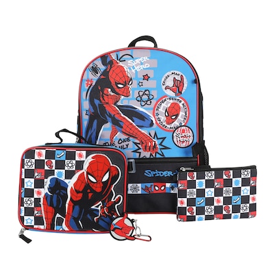 Bioworld Spiderman Kids 5-Piece Backpack Set, Large, Multicolor (B1B7XT6USMSB00)