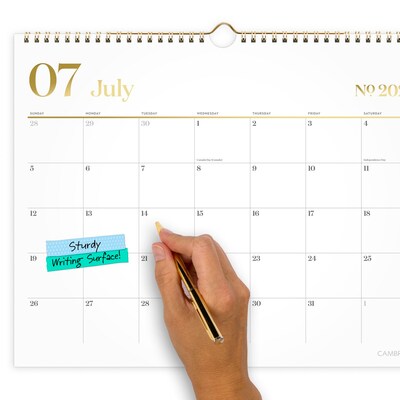 2026-2027 Cambridge Workstyle 15" x 12" Academic Monthly Wall Calendar, White/Gold (1606-707A-27)