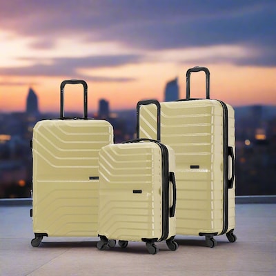 InUSA Aurum 3-Piece Hardside Spinner Luggage Set, TSA Checkpoint Friendly, Champagne (IUAURSML-CHA)