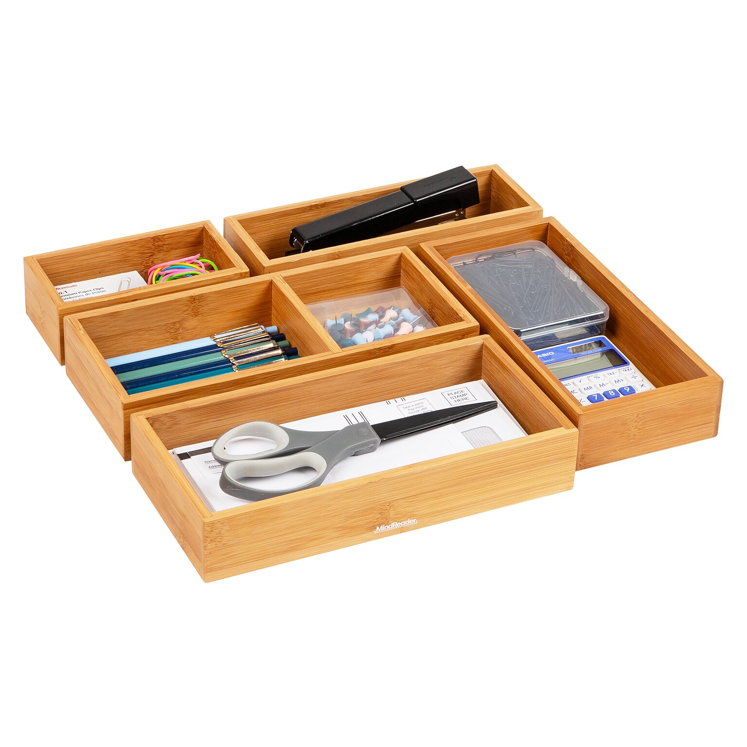 Mind Reader 5-Piece Drawer Organizer Set, Brown (DRORGBM5-BRN)