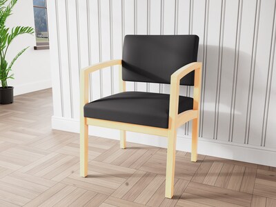 Lesro Lenox Wood Fabric Guest Chair, Open House Black/Natural (LW1101.WNA-01OHBK)