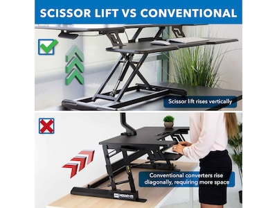 Mount-It! 47"W Manual Rectangular Adjustable Standing Desk Converter, Black (MI-15009L)