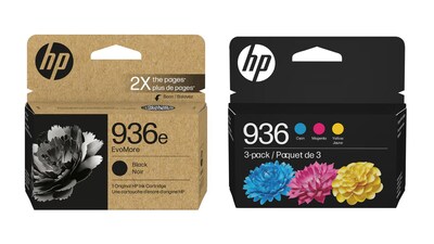 HP Original 936e Black EvoMore Ink / 936 Tri-Color Ink Cartridges (2-Pack)