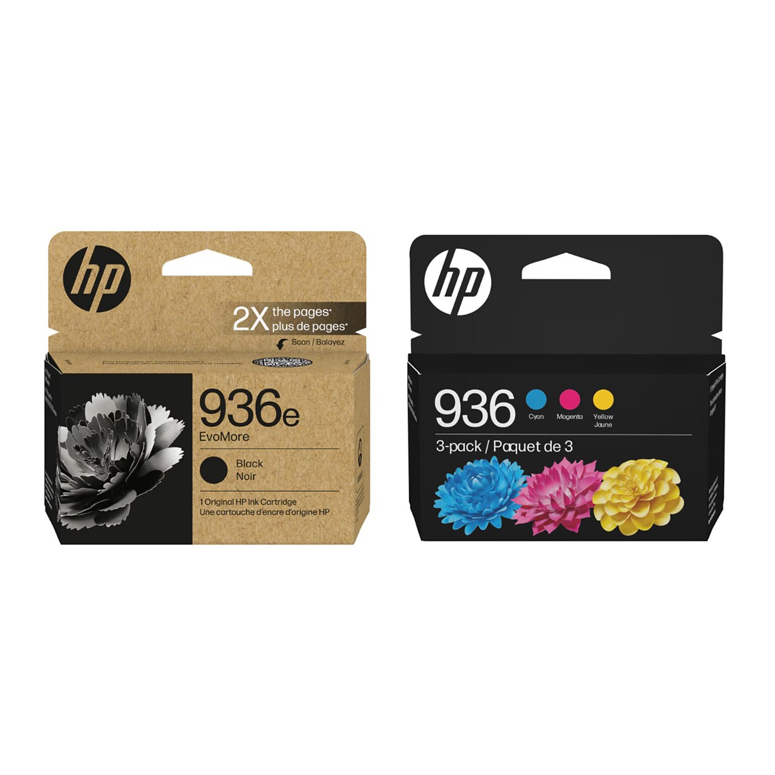 HP Original 936e Black EvoMore Ink / 936 Tri-Color Ink Cartridges (2-Pack)