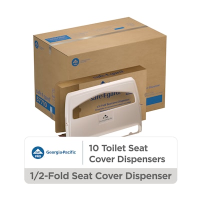 Georgia-Pacific Safe-T-Gard Toilet Seat Cover Dispenser, Half-fold, White, 10/Carton (57710)