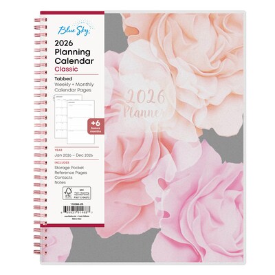 2026 Blue Sky Joselyn 8.5 x 11 Calendar Year Weekly & Monthly Planner, Plastic Cover, Multicolored (110394-26)