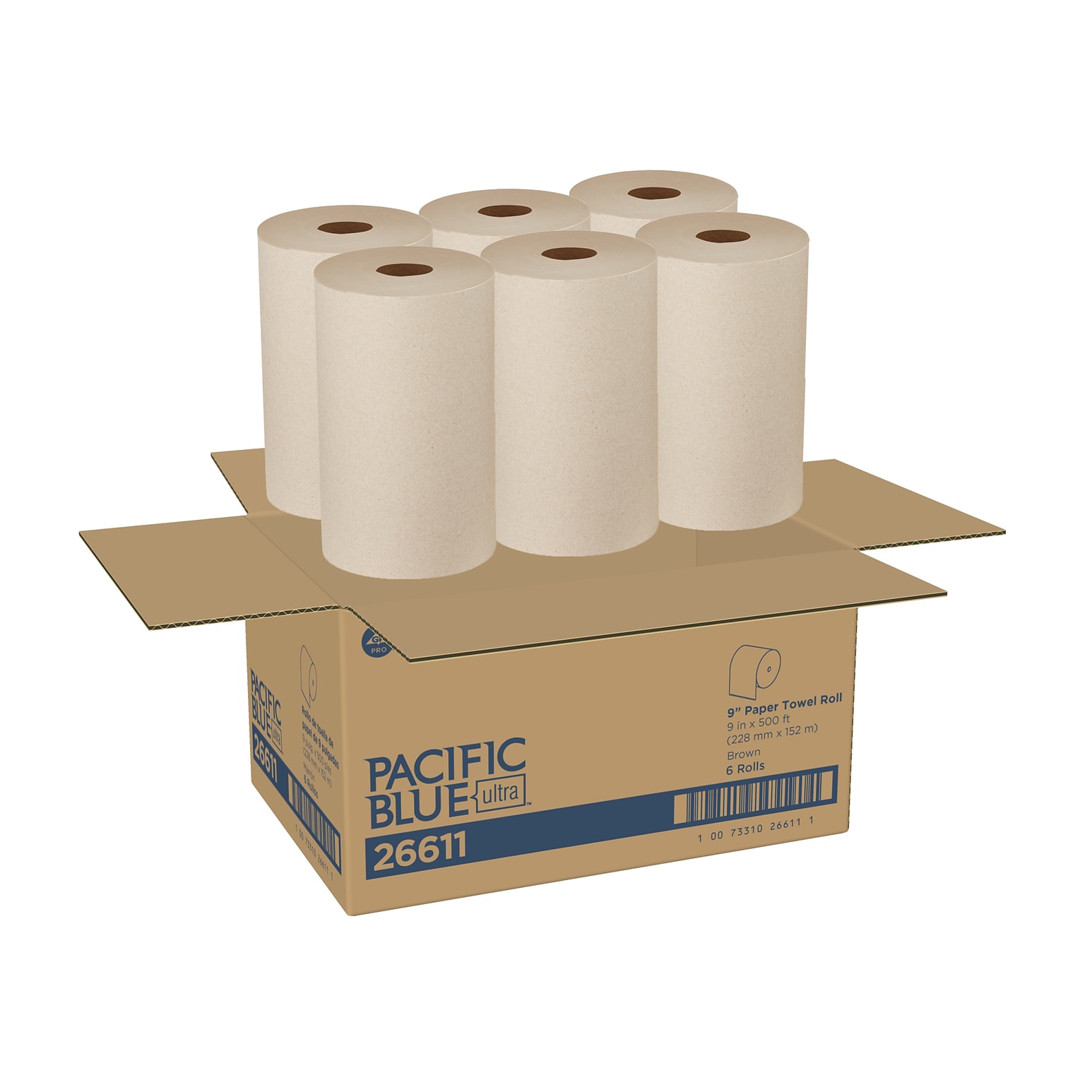 Georgia Pacific Blue Ultra 9 Paper Towel Roll, Brown, 6/Carton (26611)