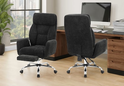 Monarch Specialties Inc. Ergonomic Fabric Swivel Executive Chair, Black (I 7273)