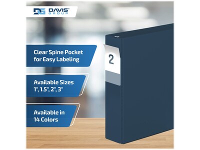 Davis Group Premium Economy 2" 3-Ring Non-View Binders, D-Ring, Navy Blue, 6/Pack (2304-72-06)