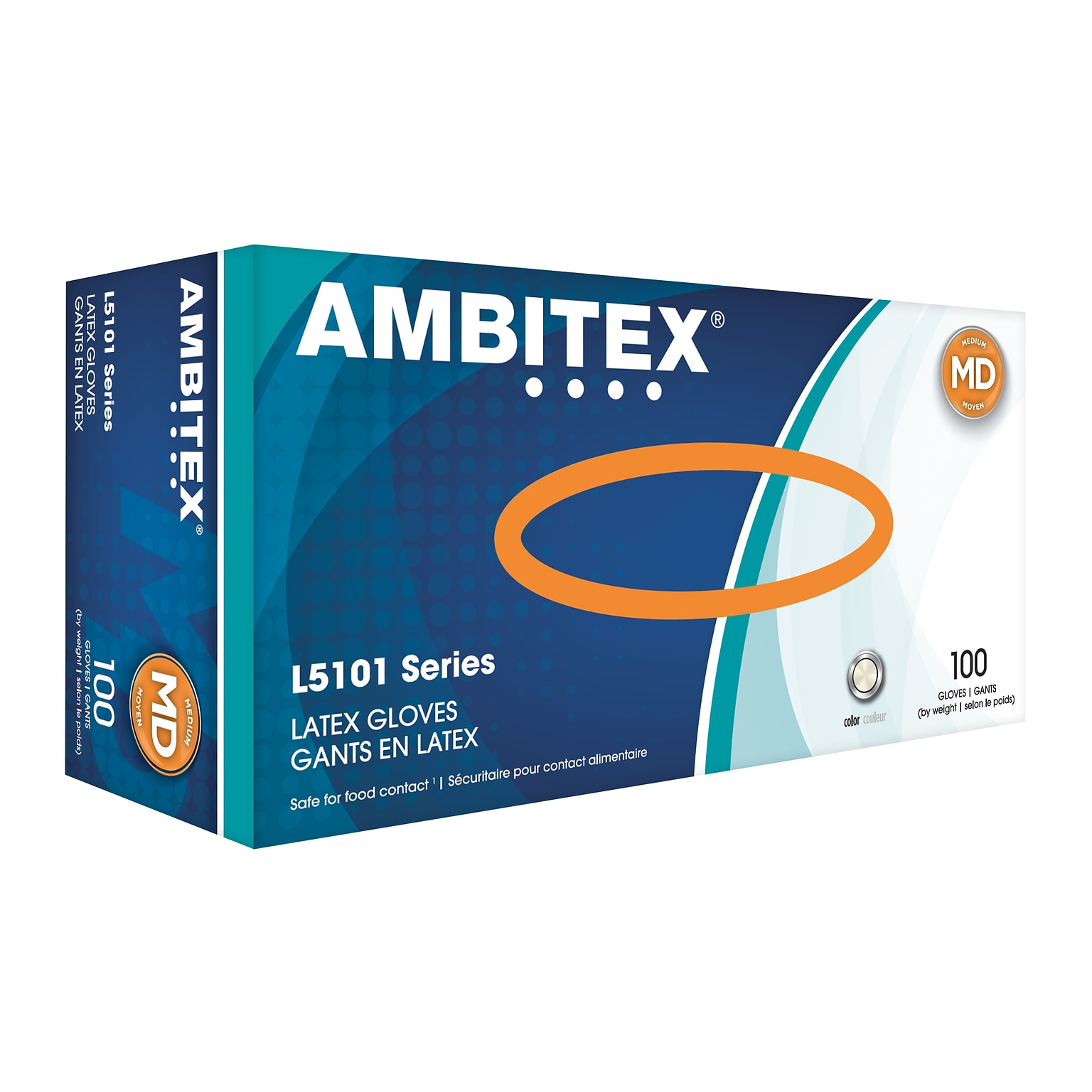 Ambitex L5101 Series Cream Latex Gloves, Medium, 100/Box (LMD5101)