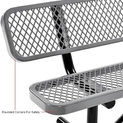 Global Industrial 6' Outdoor Steel Bench w/ Backrest, Expanded Metal, Gray (277154GY)