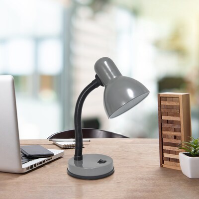 Creekwood Home Essentix Flexible Gooseneck LED Desk Lamp, 14.25", Gray Glossy (CWD-1000-GY)