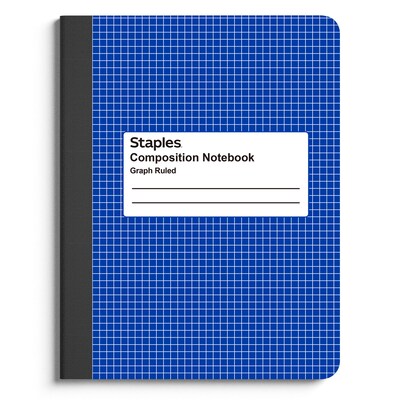 Staples 1-Subject Composition Notebook, 7.5 x 9.75, Graph Ruled, 80 Sheets, Blue/White (ST55070C)