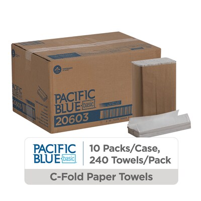 Pacific Blue Basic C-Fold Paper Towels, 1-ply, 240 Sheets/Pack, 10 Packs/Carton (20603)