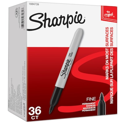 Sharpie Permanent Marker, Fine Tip, Black, 36/Pack (1884739)
