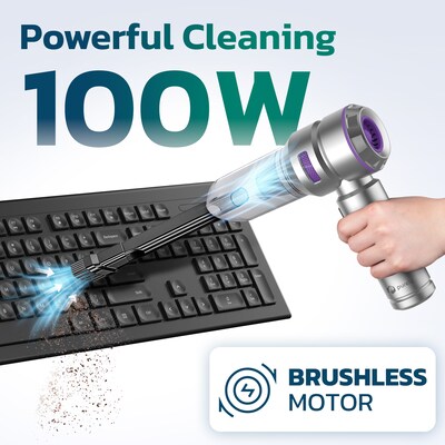 Purely C220 Wireless Portable Vacuum Computer Cleaner & Air Duster, Silver (PKBVC220)