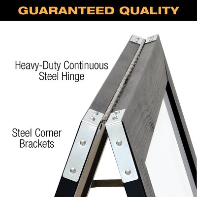 Excello Global Products Indestructible A-Frame Whiteboard, 40" x 22", Black (EGP-HD-0538-BK)