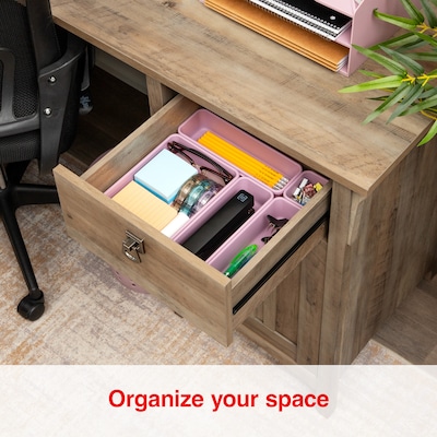 Staples 8-Piece Plastic Drawer Organizer Set, Dusty Pink (ST63890)