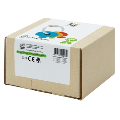 Plan Toys Wooden Baby Key Rattle and Teether, Multicolored (PTS5217)