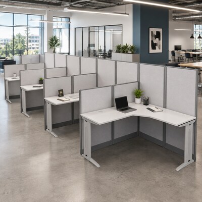 Regency Instant Office 63H x 258W 4 Person L-Shaped Cubicle Panel Workstation, Pure White (IO36194-03K-4P)