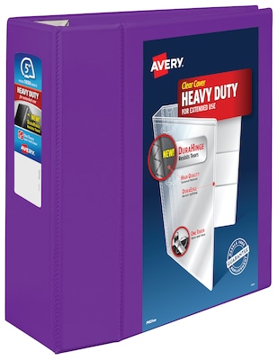 Avery Heavy Duty 5 3-Ring View Binders, D-Ring, Purple (79816)