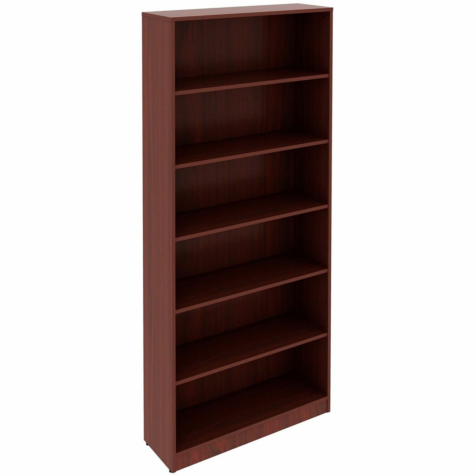 Lorell 84 6-Shelf Bookcase with Adjustable-Shelves, Mahogany Laminate (LLR99750)